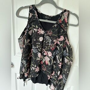 BCX Pink and Orange Asymmetrical Embellished Blouse